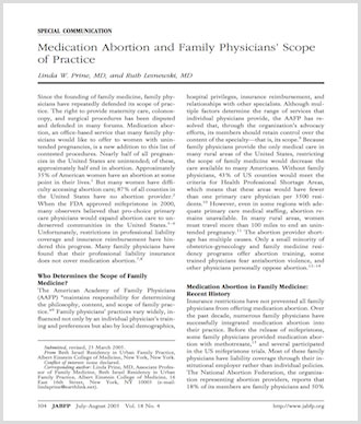medication abortion and family physicians scope of practice 