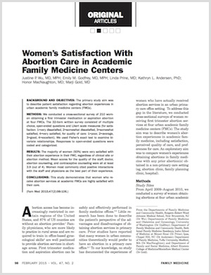 Satisfaction with abortion care in family medicine centers