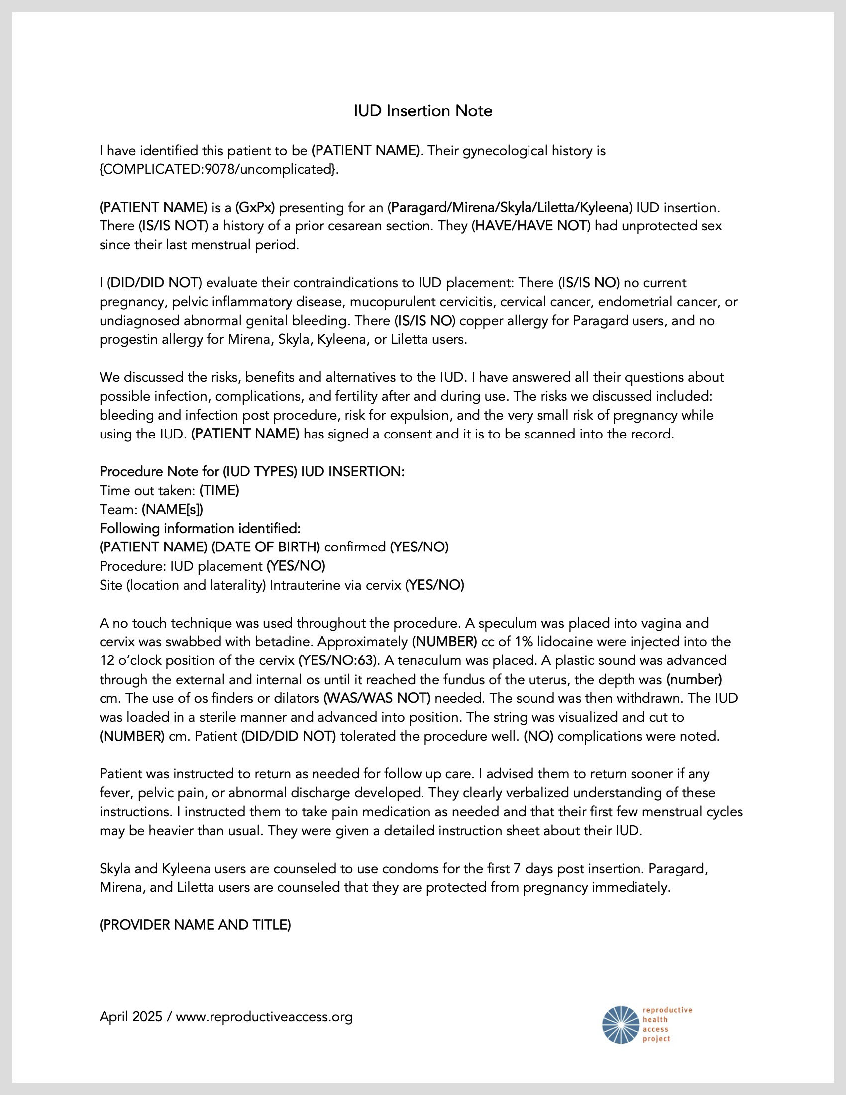 Reproductive Health Access Project (RHAP) | Electronic Health Record ...
