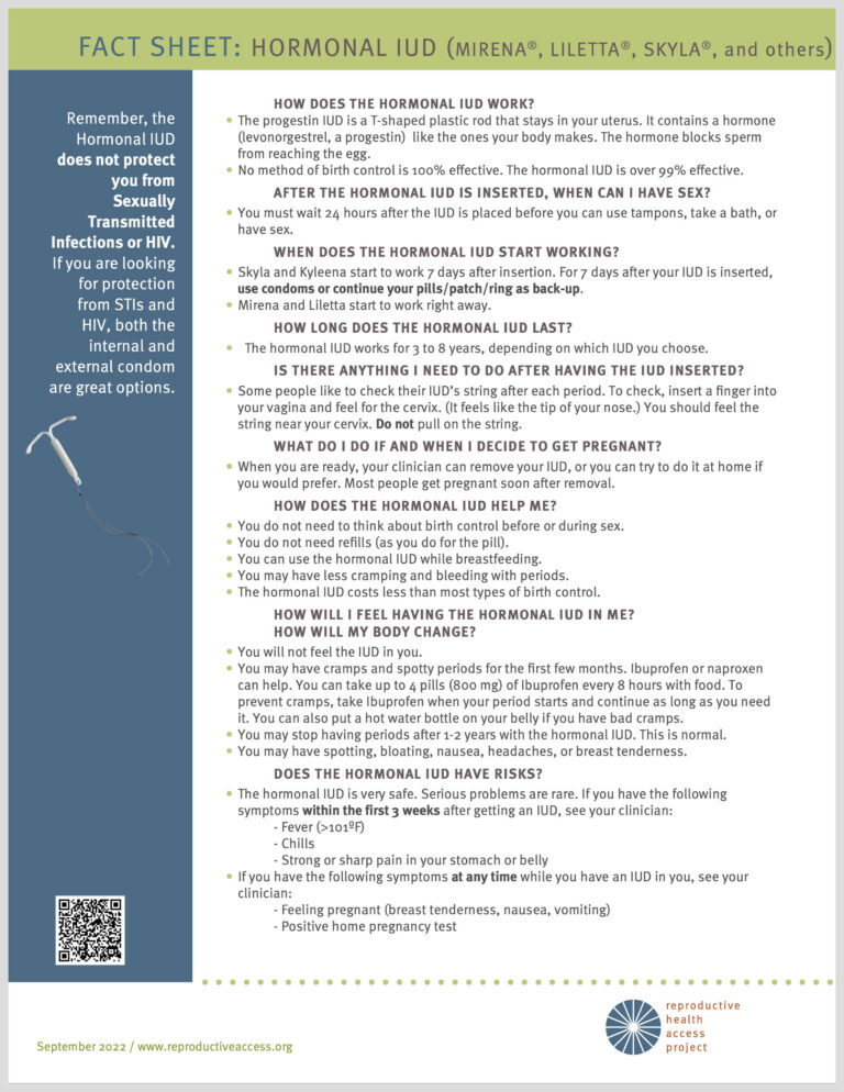 Reproductive Health Access Project | Hormonal IUD User Guide ...